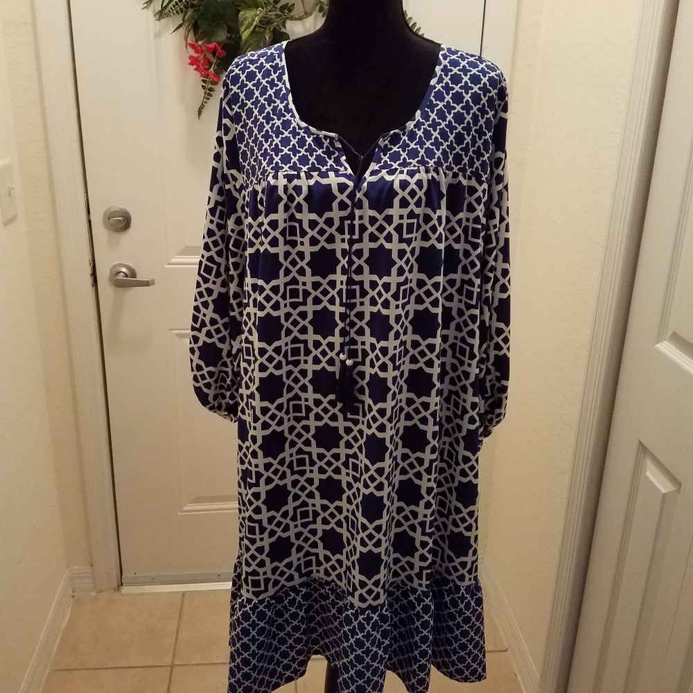 Woman's  new Royal Blue  &White  Dress
